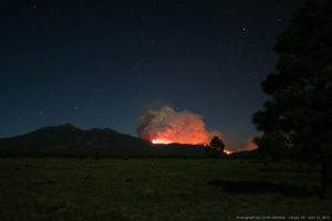 Schultz Fire at night. Credit: Calvin Johnson, Leupp, Arizona