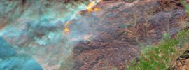 Burn scars and active fires in Ventura County, California